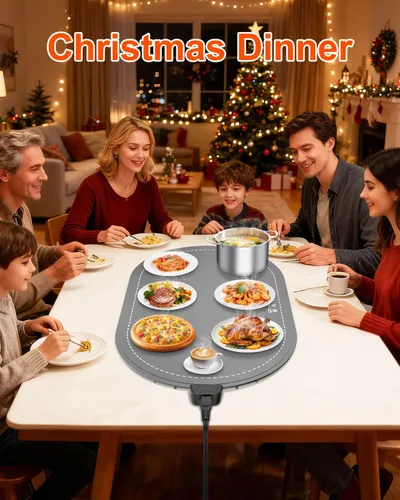 Miniatura 8 de Manta de calentamiento seenlast para alimentos con temporizador de temperatura ajustable, Manta de calentamiento de alimentos eléctrica de Gris