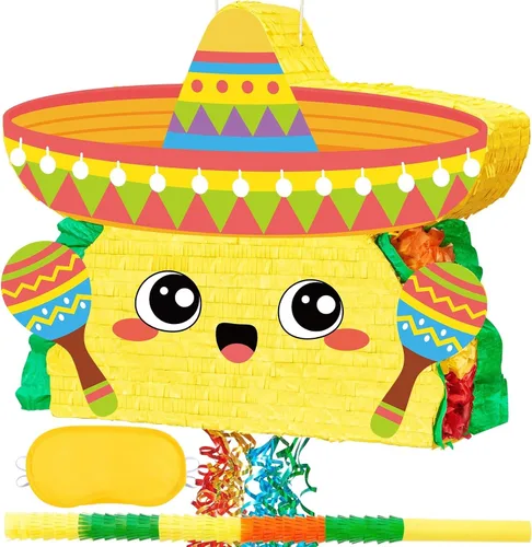 Miniatura 26 de Piñata plegable de unicornio, suministros para fiesta de cumpleaños, piñata extensible con bate y flecos, decoración de fiesta temática, piñatas