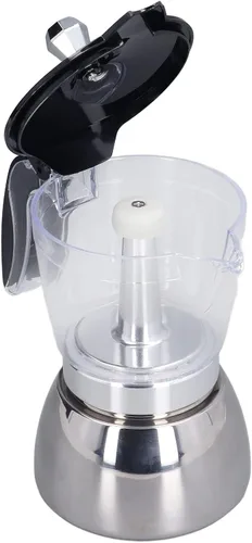 Miniatura 7 de Cafetera de acero inoxidable de 6 tazas con tapa de ABS transparente, cafetera duradera para uso doméstico y exterior