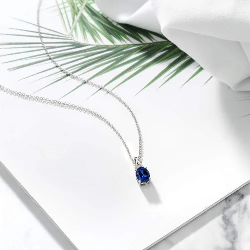 Miniatura 65 de Gem Stone King Collar de plata de ley 925 con piedra natal ovalada de 0.354 x 0.276 in Collar con colgante solitario para mujer Con cadena