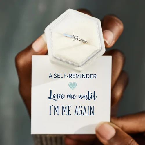Miniatura 5 de Story Jewellery - Anillos de corazón para mujer, anillos de promesa de medio esmalte cortados en corazón para madre, hija, mejores amigas, chapados