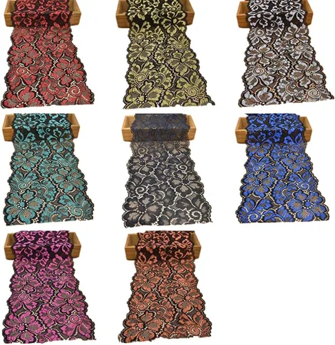 Miniatura 5 de Cinta de encaje floral metálica de 5 yardas, ribete de encaje elástico de tul nigeriano, tela africana de 7 pulgadas de ancho para manualidades