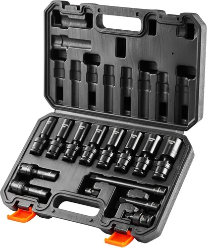 Miniatura 13 de VEVOR Impact Drive - Juego de llaves de vaso de 1/2 pulgada, 19 piezas SAE, surtido de enchufes estándar, (3/8 pulgadas a 1-1/2 pulgadas) enchufes