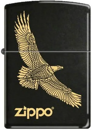 Zippo Encendedor de bolsillo Eagles Dare - Encendedores recargables con tapa abatible a prueba de viento - Encendedores de bolsillo con diseño Negro
