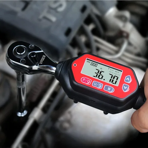 Miniatura 6 de Llave dinamométrica digital de 3/8 pulgadas, 1.33-44.25 ft-lbs (1.8-60 Nm) (16-531 libra) con zumbador y LED, calibrado (VTWM-60), rojo