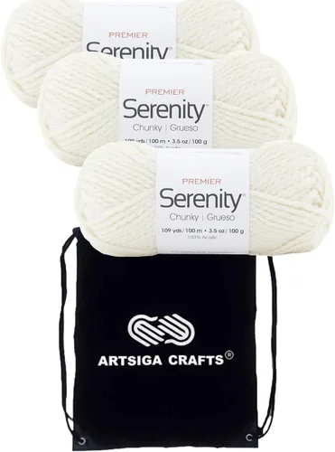 Miniatura 8 de Premier Yarns Serenity - Hilo grueso sólido azul cielo 700-46 (6 madejas - mismo lote de tinte) Hilo acrílico grueso y voluminoso #5 para crochet