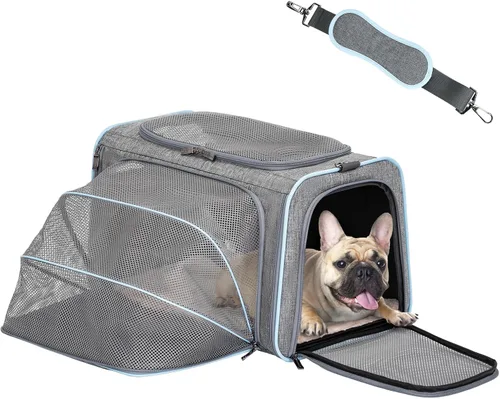 Miniatura 16 de Petsfit Transportador Expandible para Conejos Transportador para Gatos Pequeños Aprobado por Aerolíneas, 16X10X9 Pulgadas Bolsa de Viaje Portátil