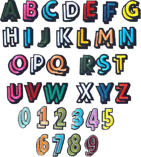 Miniatura 12 de Harsgs 72 parches de letras para planchar con números, parches bordados de letras A-Z números 0-9 para ropa, vestido, sombrero, jeans, accesorios