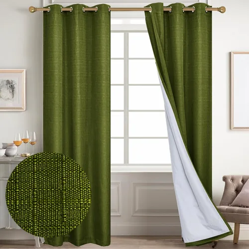 Miniatura 113 de Diraysid Cortinas 100% opacas de lino beige para dormitorio, con ojales, aislamiento térmico, cortinas de oscurecimiento de habitación