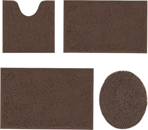 Miniatura 13 de Juego de alfombras de baño de 3 piezas, tapetes de baño para baño antideslizantes, alfombras de baño de felpilla gruesa, suaves y absorbentes, juego