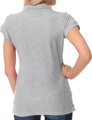 Miniatura 3 de FRESH TEE Polo de manga corta para mujer 100% algodón ajustado para mujer (EE.UU., Alpha, S, regular, regular, gris mezcla), Gris Melange, Pequeña