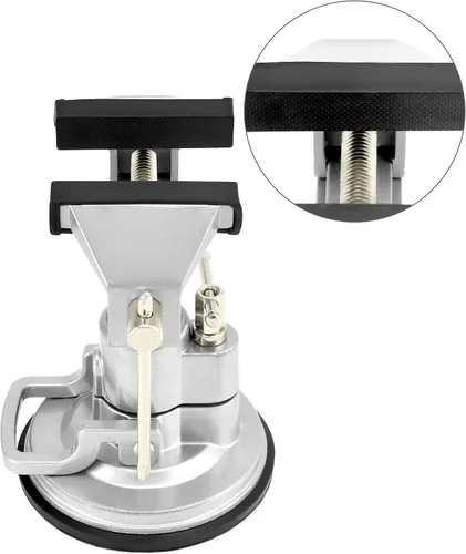 Miniatura 8 de QWORK Tornillo de base de vacío portátil con rotación multiángulo, tornillo de pivote de 3.15 pulgadas de ancho de mandíbula tornillo de banco