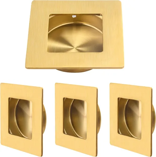 Miniatura 15 de HOMOTEK Paquete de 2 Manijas Redondas Deslizantes para Puerta de Armario Diámetro 2-1/2 pulgadas (65mm) Tiradores Empotrados Negros de Bolsillo