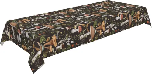Miniatura 2 de Cafl Mantel rectangular con diseño de hongos otoñales, bayas e insectos, impermeable, sin arrugas, para comedor (60 x 108 pulgadas)