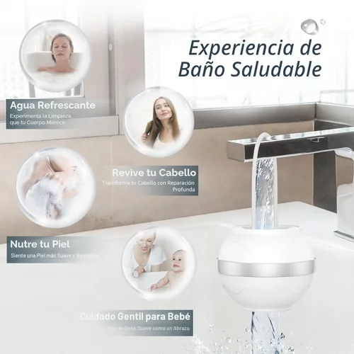 Miniatura 5 de Filtro de baño para grifo de bañera, filtro de agua de baño de 10 etapas de 2,500 galones, elimina contaminantes y equilibrador de pH, mejora