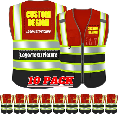 Miniatura 36 de BeautyWill Chaleco de seguridad con logotipo personalizado Class2 Chaleco reflectante de alta visibilidad con bolsillos y cremallera chaleco
