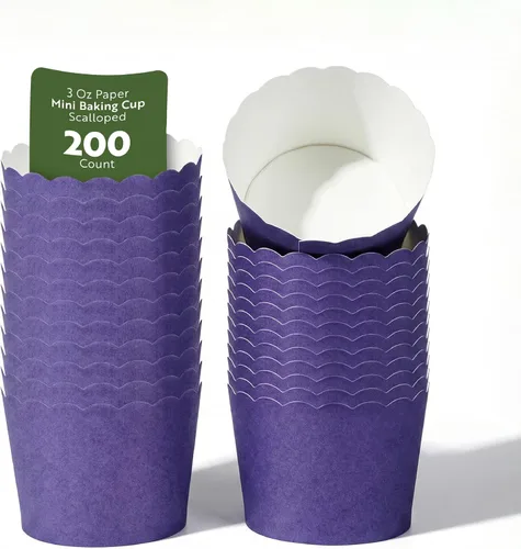 Miniatura 23 de Restaurantware Paquete de 200 moldes de papel para cupcakes de 3.38 onzas, resistentes a la grasa, festoneados para horno, elegantes tazas