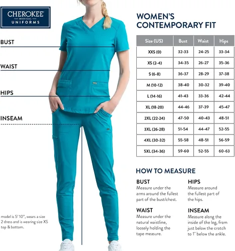 Miniatura 2 de Cherokee Womens Infinty Low Rise Straight Leg Drawstring Scrub Pant