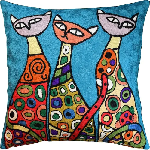 Miniatura 15 de Picasso - Funda de almohada de gato morado, almohada bordada a mano, cojín abstracto de gato, cara de gato en almohada, almohadas decorativas