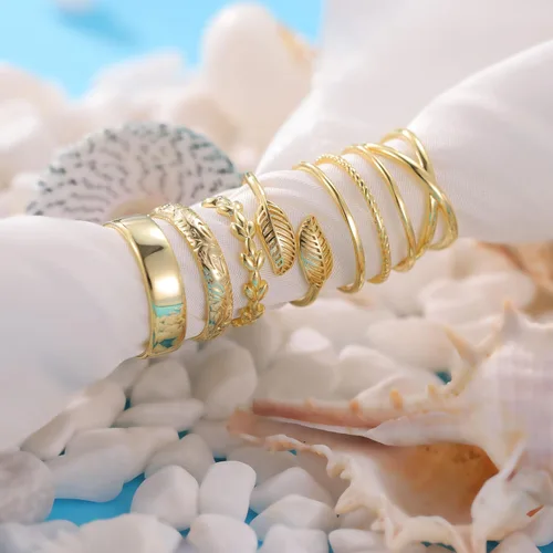 Miniatura 6 de PLOMFOV Anillos de dedo del pie de oro de 14 quilates rellenos de oro para mujer, anillos ajustables para los dedos del pie que no se deslustran