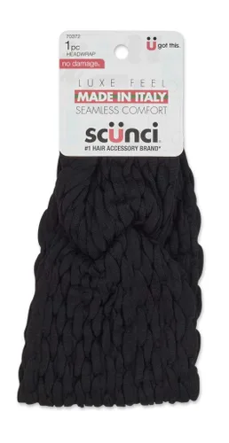 Miniatura 2 de Scünci by Conair - Diadema extra ancha, fabricada en Italia, en negro, 1 unidad