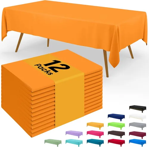 Miniatura 103 de Smiry - Juego de 6 manteles desechables, 54 x 78 pulgadas, manteles impermeables rectangulares para fiestas, cubierta de mesa de plástico