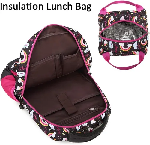 Miniatura 65 de Juego de mochila para niñas y adolescentes, mochila escolar para niños con bolsa para el almuerzo, estuche para lápices, mochilas escolares