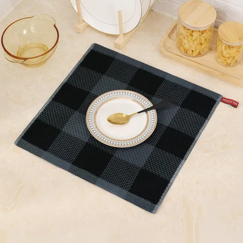 Miniatura 8 de Mordimy Trapos de cocina a cuadros 100% algodón, 12 x 12 pulgadas, súper suaves y absorbentes, de secado rápido, trapos de cocina para cocina, Negro
