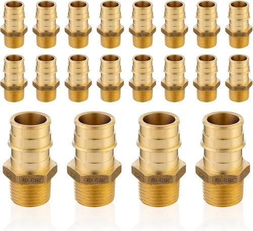 Miniatura 18 de Paquete de 5 accesorios de expansión Seelink PEX-A, adaptador NPT roscado macho de 1/2 x 3/4 pulgadas, accesorio de tubería de expansión de latón