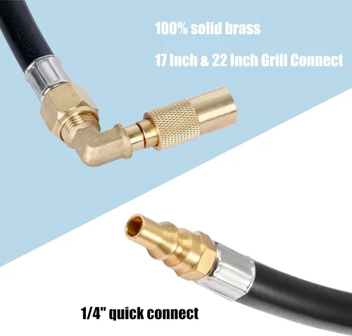 Miniatura 3 de GasSaf Manguera de propano de conexión rápida RV de 12 pies, manguera de extensión de conexión rápida de 1/4 pulgadas con adaptador de codo