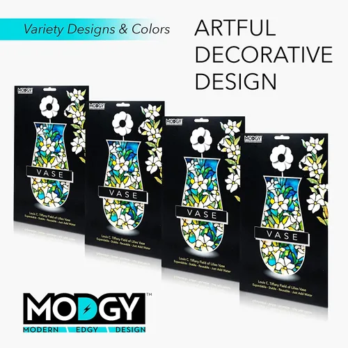 Miniatura 5 de MODGY Florero expandible, plástico decorativo moderno plegable impreso jarrones para centros de mesa para bodas, mesa de comedor, decoración