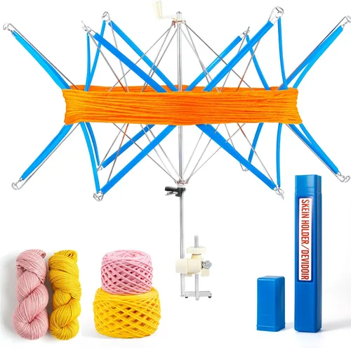 Yarn Swift - Paraguas Swift de hilo para ganchillo, soporte para madejas de diseño flexible y ligero, plegable, altura y diámetro ajustable para