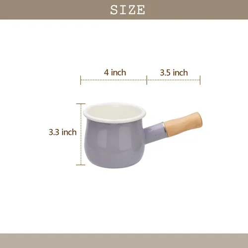Miniatura 10 de Olla de leche esmaltada, calentador de mantequilla antiadherente, mini cacerola, 4 pulgadas, 17 onzas, utensilios de cocina pequeños con mango