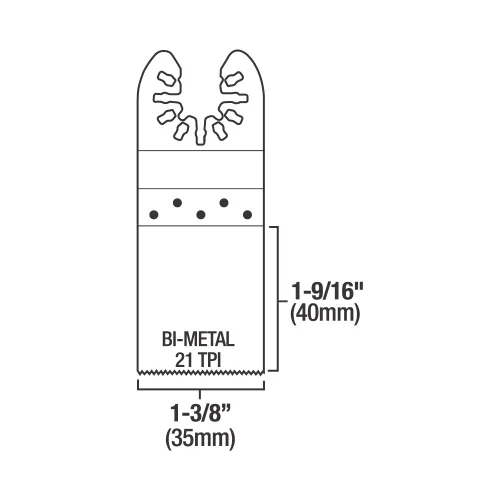 Miniatura 3 de Genesis GAMT521 Universal Quick-Fit 1 3/8" Bi-Metal Flush Oscilante Multiherramienta Cuchilla de corte rápido de liberación rápida
