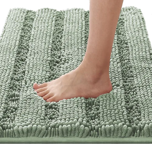 Miniatura 24 de H.VERSAILTEX - Alfombras de baño, juego de 2 piezas, alfombra de contorno para baño, juego de alfombras para inodoro, alfombra antideslizante