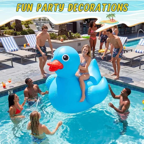 Miniatura 3 de Hungdao Pato inflable gigante de 5 pies, enorme pato de goma, flotador inflable de piscina para adultos, verano, playa, piscina, decoración de fiesta