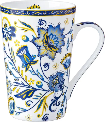 Miniatura 9 de Taza de café de porcelana de hueso, taza de café alta, taza de té floral de 14 onzas, taza de café alta, regalos para mujeres y madres, regalos