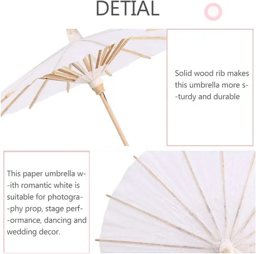 Miniatura 2 de Paraguas de papel blanco, paraguas de papel decorativo, paraguas de papel de pintura a mano para boda, fiesta nupcial, decoración de escenario, foto