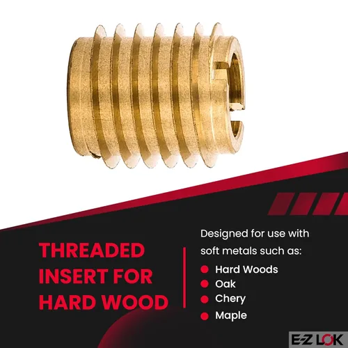 Miniatura 2 de E-Z LOK Inserto roscado para cuchillo para madera dura, insertos de rosca de latón, 10-24 roscas internas, 0.500 pulgadas de longitud, paquete de 25