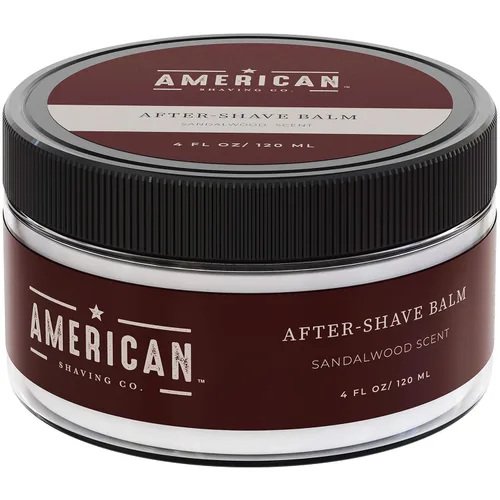 American Shaving Co. Bálsamo para después del afeitado para suavizar (aroma a sándalo), calma e hidrata la cara después del afeitado, trata el