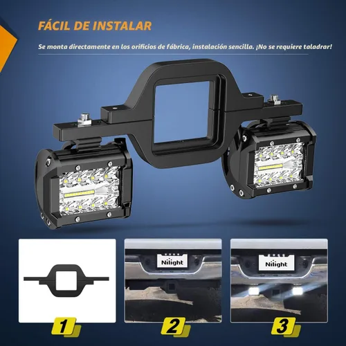 Miniatura 4 de Nilight 2 módulos LED de 4 pulgadas de 60 W con soportes de montaje de enganche de remolque de 2.5 pulgadas, luces LED de respaldo de reversa