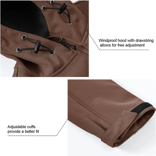 Miniatura 5 de Gopune Chaqueta Ligera de Carcasa Suave para Hombre con Forro Polar Impermeable con Capucha para Senderismo Chaqueta de Invierno