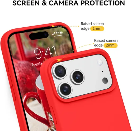 Miniatura 38 de GUAGUA Funda compatible con iPhone 17 Pro Max de 6.9 pulgadas, silicona líquida, goma de gel suave, delgada, forro de microfibra delgada