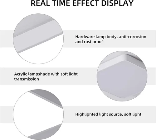 Miniatura 7 de Ganeed luces de techo LED de 19.6 pulgadas, lámpara de techo LED de montaje empotrado cuadrado de 39W, 6500K, lámpara de techo de luz diurna, Blanco