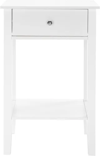 Miniatura 5 de Mesita de noche blanca con cajón, mesa auxiliar, mesa auxiliar, mesita de noche simple con almacenamiento de estantes, estantería pequeña, estante