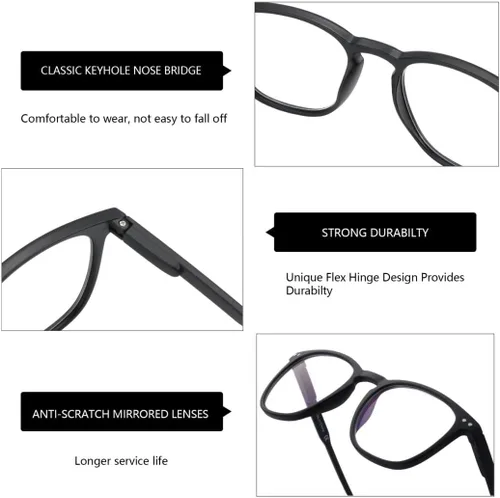 Miniatura 6 de BLUEMOKY Gafas de lectura para mujeres y hombres, lentes de bloqueo de luz azul, paquete de 2, lectores de computadora, bisagra de resorte Cuadrado