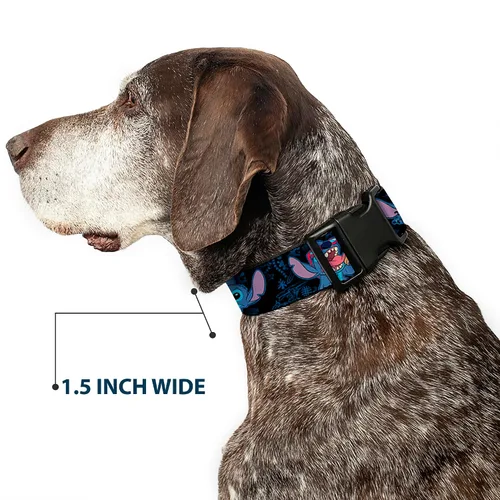 Miniatura 7 de Buckle-Down Stitch Snacking Poses - Collar de clip de plástico negro/azul, multicolor, 1 pulgada de ancho, se adapta a cuello de 9-15 pulgadas