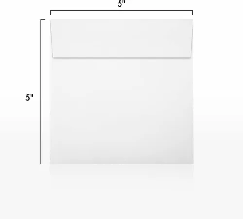 Miniatura 2 de LUXPaper Sobres cuadrados de invitación Despegar y prensar 5 x 5 pulgadas Blanco brillante Texto de 80 libras Cantidad de 500