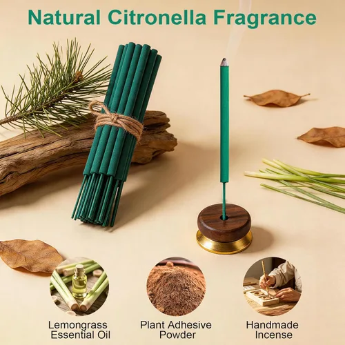 Miniatura 4 de SCENTORINI Varillas de incienso de citronela, citronela gruesa, varillas de incienso de hierba de limón, para jardín al aire libre, patio, acampada