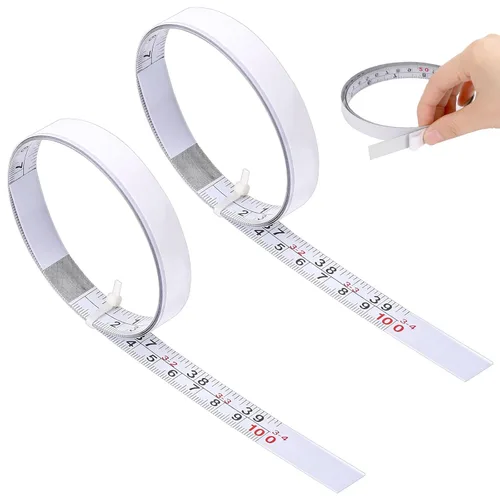 Paquete de 2 cintas métricas con respaldo adhesivo, 39 pulgadas, cinta métrica autoadhesiva de metal de izquierda a derecha, cinta métrica adhesiva